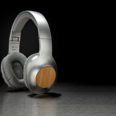 Auriculares inalámbricos serigrafiados bambú